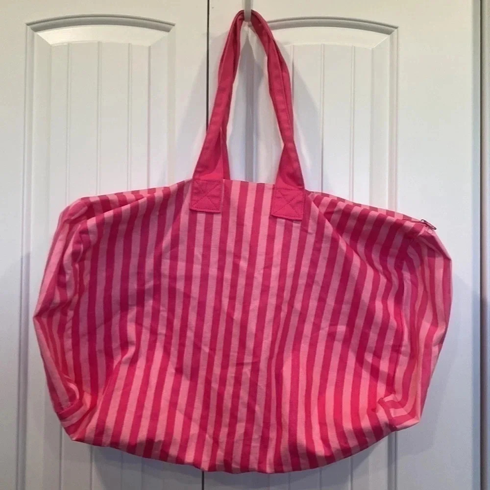 Victoria’s Secret Icon Pink Stripe Weekender Large Duffle Bag - Picture 10 of 12